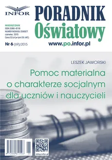 Poradnik Oświatowy Pomoc materialna o charakterze socjalnym dla uczniów i nauczycieli - Outlet - Jaworski Leszek