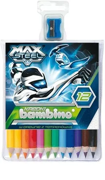 Kredki bambino w oprawie drewnianej 12 kolorów Max Steel - Outlet