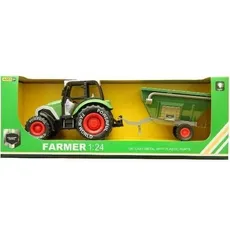 Traktor z przyczepą Farmer 1:24 metalowy