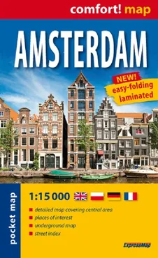 Amsterdam laminowany plan miasta 1:15 000- mapa kieszonkowa - Praca zbiorowa