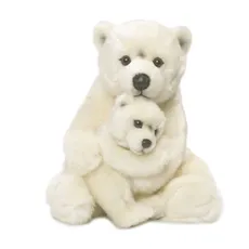 Miś polarny mama z dzieckiem 28 cm