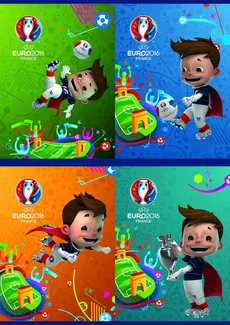 Zeszyt A5 Euro 2016 w kratkę 16 kartek 15 sztuk mix
