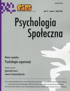 Psychologia Społeczna Tom 11 nr 1 (36) 2016 - Outlet