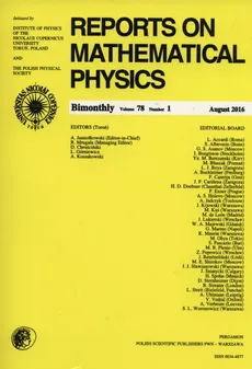 Reports on Mathematical Physics 78/1 2016 - Outlet