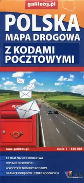Polska mapa drogowa z kodami pocztowymi 1:650 000 - Outlet
