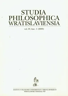 Studia Philosophica Wratislaviensia vol 4 fasc.1 (2009) - Outlet