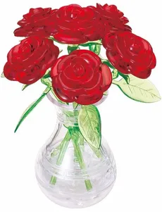 Róże czerwone w wazonie Crystal Puzzle 3D