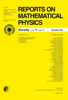 Reports on Mathematical Physics 78/3 2016 Pergamon