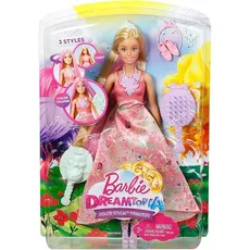 Barbie Księżniczki kolorowe fryzury Różowa suknia