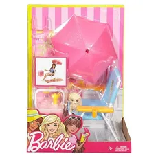 Barbie akcesoria wypoczynkowe Leżak z parasolem