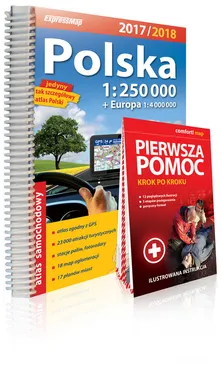 Polska atlas samochodowy 1:250 000 + Pierwsza pomoc - krok po kroku - ilustrowana instrukcja