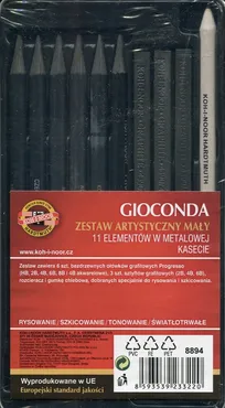 Zestaw artystyczny mały Gioconda 11 elementów w metalowej kasecie