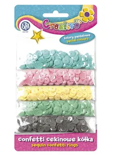 Confetti cekinowe kółka 1000 sztuk 5 kolorów