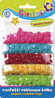 Confetti cekinowe kółka 1000 sztuk 5 kolorów