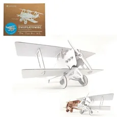 Dwupłatowiec biały mały samolot z tektury do składania DIY