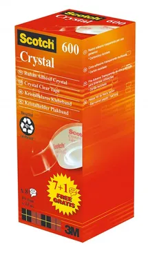 Taśma biurowa SCOTCH Crystal (6-1933R8), 19mm, 33m, 7 sztuk
