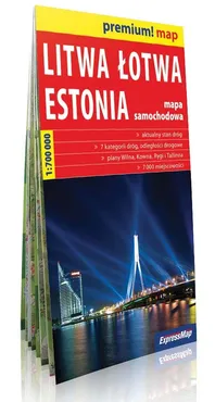 Liwa, Łotwa, Estonia 1:700 000 mapa samochodowa