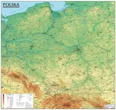 Polska. Mapa Ogólnogeograficzna mapa ścienna oprawiona w listwy