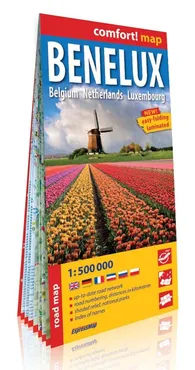 Benelux Belgium Netherlands Luxemburg laminowana mapa samochodowa 1:500 000