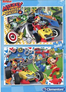 Puzzle 2x60 Myszka Miki i wyścigi samochodowe