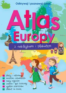 Atlas geograficzny Europy z naklejkami i plakatem