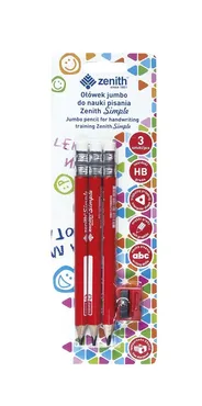 Ołówek do nauki pisania Zenith Simple 3 sztuki + temperówka