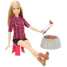 Barbie na biwaku płonące ognisko
