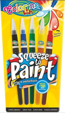 Farby w pędzelkach Colorino Kids Squeeze to paint 5 kolorów