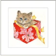 Karnet rysowany kot w pudełku 16x16 + koperta