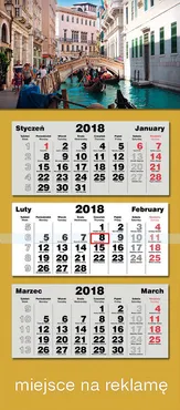 Kalendarz 2018 trójdzielny LUX