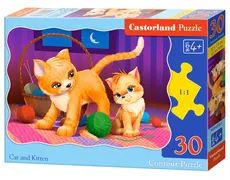 Puzzle 30 konturowe:Cat and Kitten
