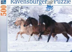 Puzzle 500 Konie galopujące w śniegu
