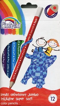 Fiorello Kredki ołówkowe Jumbo trójkątne super soft 12 kolorów - Outlet