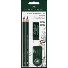 Ołówek Castell 9000 Jumbo 2 sztuki z gumką i temperówką