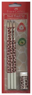 Ołówek grafitowy z kolorowym motywem Żyrafa 3 sztyki z gumką