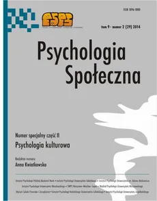Psychologia Społeczna nr 2(29)2014