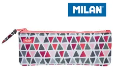 Piórnik Milan płaski mały GEO różowy trójkąty