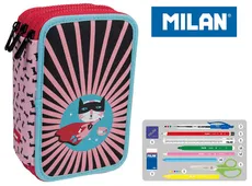 Piórnik Milan 3-poziomowy z wyposażeniem Super Heroes różowy