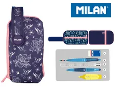 Multipiórnik Milan owalny mini z 1 piórnikiem Flowers niebieski