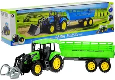 Traktor gigant z przyczepą + wymienne łyżki zielony