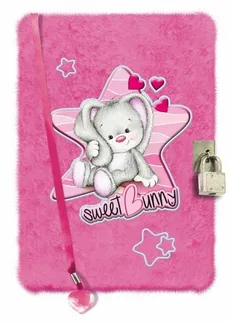 Pamiętnik z kłódką włochacz 96 kartek Sweet Bunny Pink