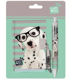 Zestaw pamiętnik na kłódkę z długopisem Studio Pets Pies zielony