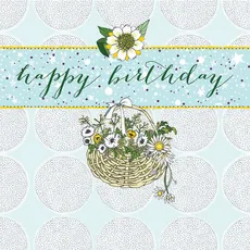 Karnet Swarovski kwadrat Urodziny kosz z kwiatami