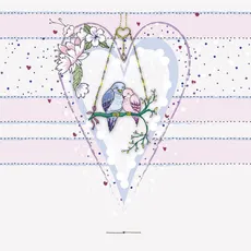 Karnet Swarovski kwadrat Ptaszki w sercu