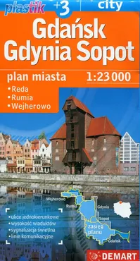 Gdańsk Gdynia Sopot Plastic plan miasta 1:23 000