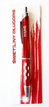 Świetlny długopis czerwony, z napisem Poland