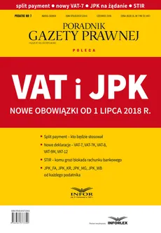 VAT i JPK nowe obowiązki od 1 lipca 2018 r.