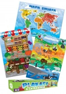 Plakaty 4-latka Mapa świata Owoce i warzywa Zwierzęta