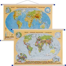 Świat mapa ścienna dwustronna fizyczno-polityczna 1:60 000 000