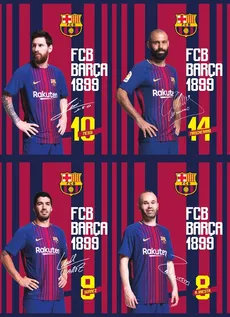 Zeszyt  A5 w trzy linie kolorowe 32 kartki FC Barcelona 10 sztuk mix